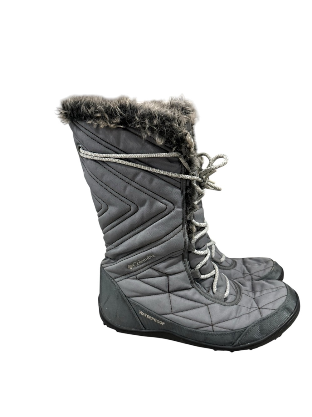 Columbia Omni-Grip Waterproof Quilted Faux Fur Lace up Boots, Size 9.